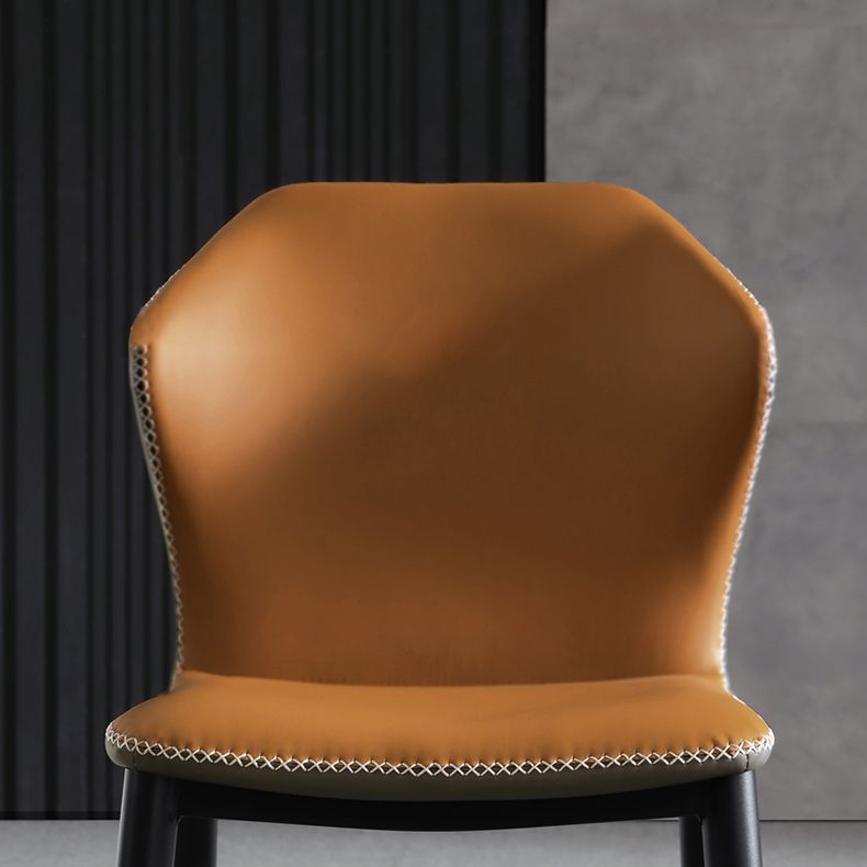 Chaise de salle à manger sans bras à oreilles de conception industrielle, chaise latérale de salle à manger en cuir
