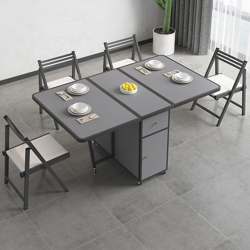 Rectangle Dining Table Set 1/4/5/7 Pcs Folding Table and Chairs with Metal Frame