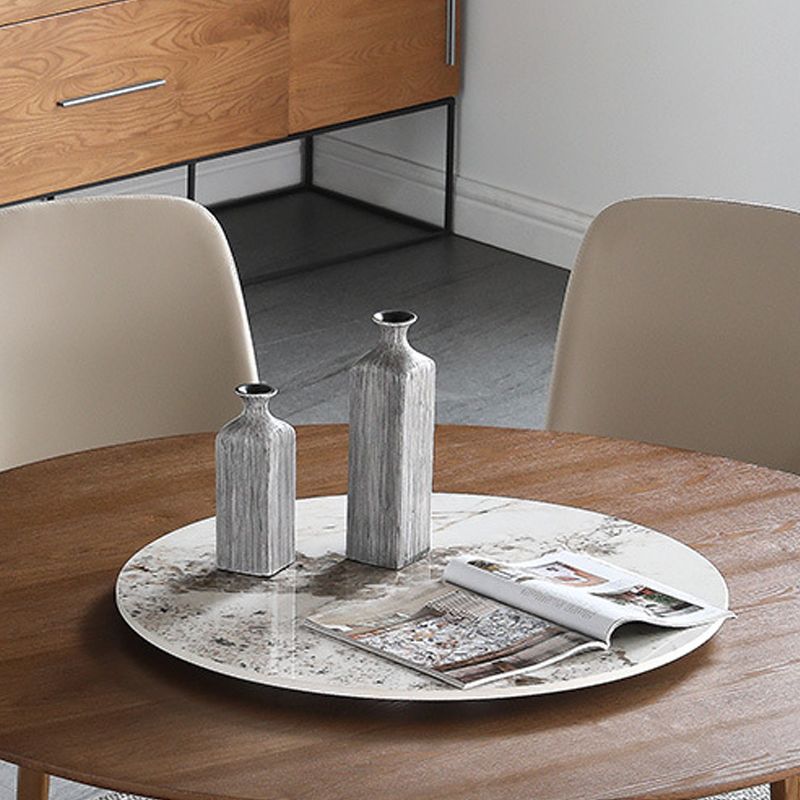 Modern Round Dining Table Wood Base Pedestal Table for Home Kitchen