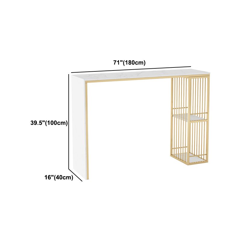 Glam Style Bar Table Faux Marble Bar Dining Table with Storage Shelf