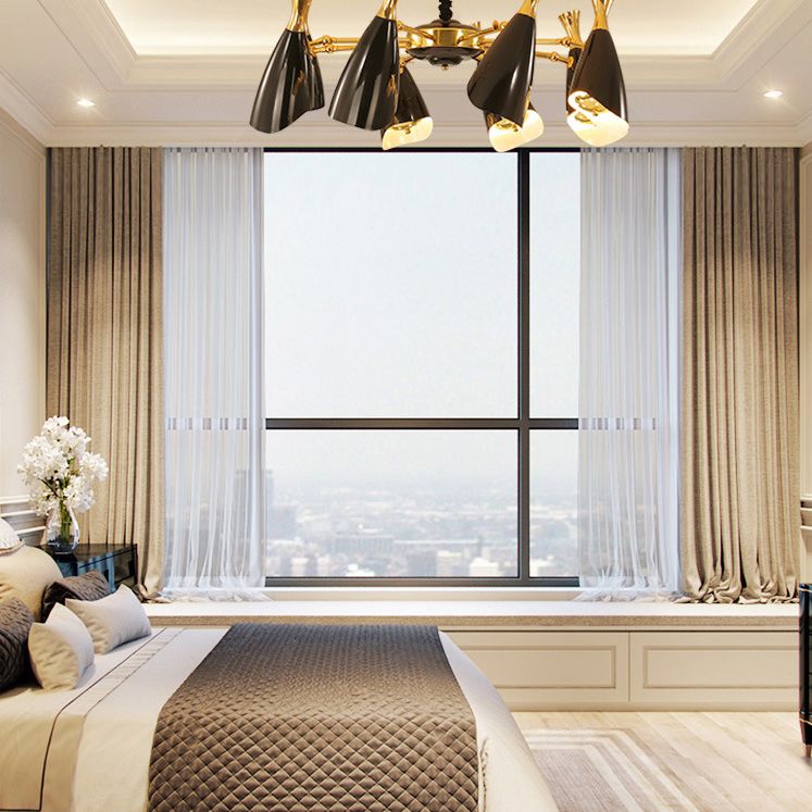 Trompeta negra colgante colgante de la lámpara de metal contemporánea accesorio de iluminación