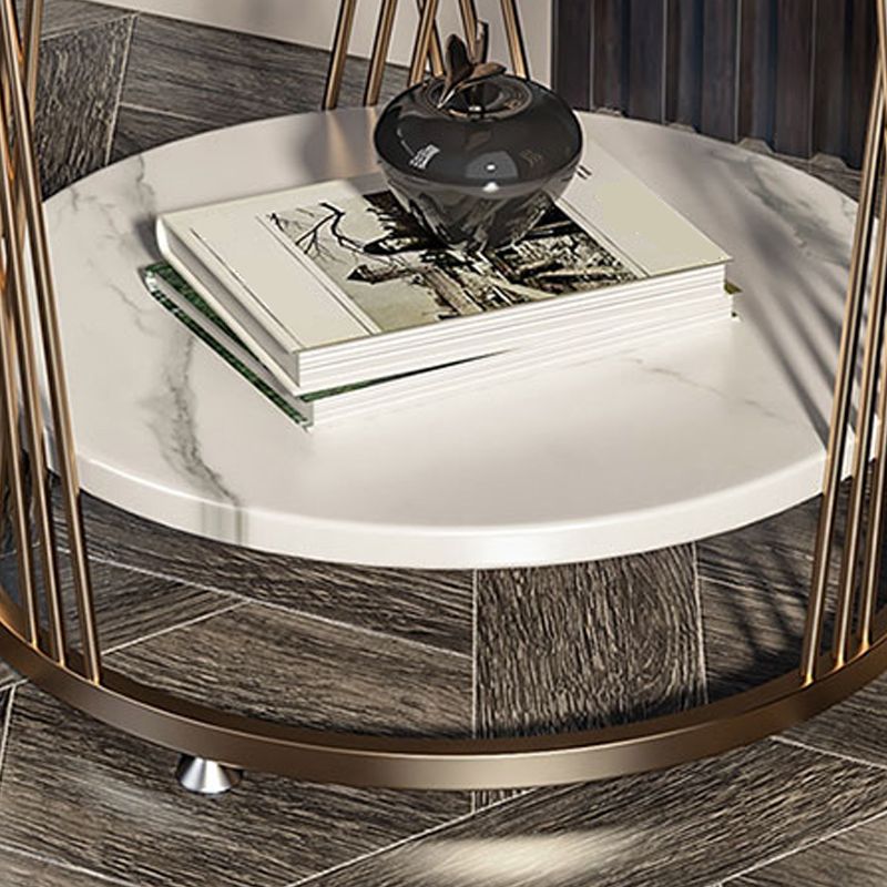 Modern Round Side Table Minimalist Slate Sofa Corner Table with Storage