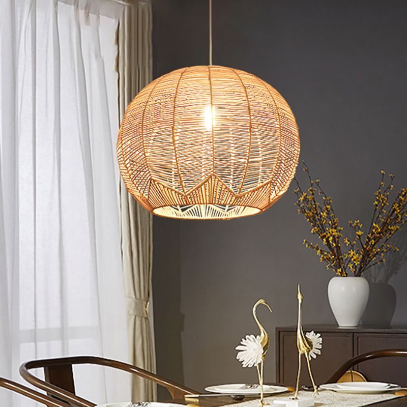 Contemporary Rattan Hanging Light Dome Pendent Lighting Fixture for Dining Room