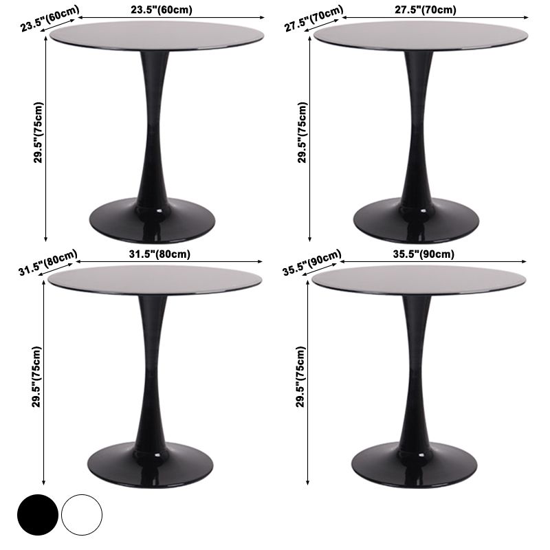 Contemporary Style Home Tempered Glass Dining Table Round Shape Table with Pedestal Base