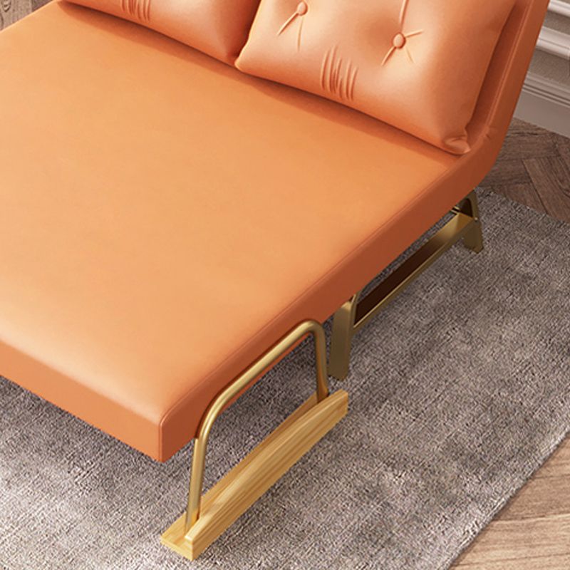 Glam Sofa Bed Bonded Leather Pillow Back Square Arms Sleeper Sofa