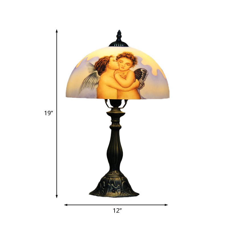 Bol lampe de chevet en verre taché