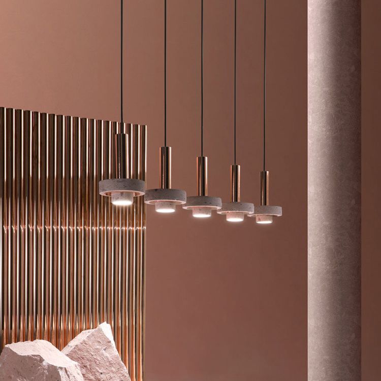 Luce cilindrica a sospensione cilindrica di pietra Light a 1 luce moderna di ciondolo commerciale a sospensione