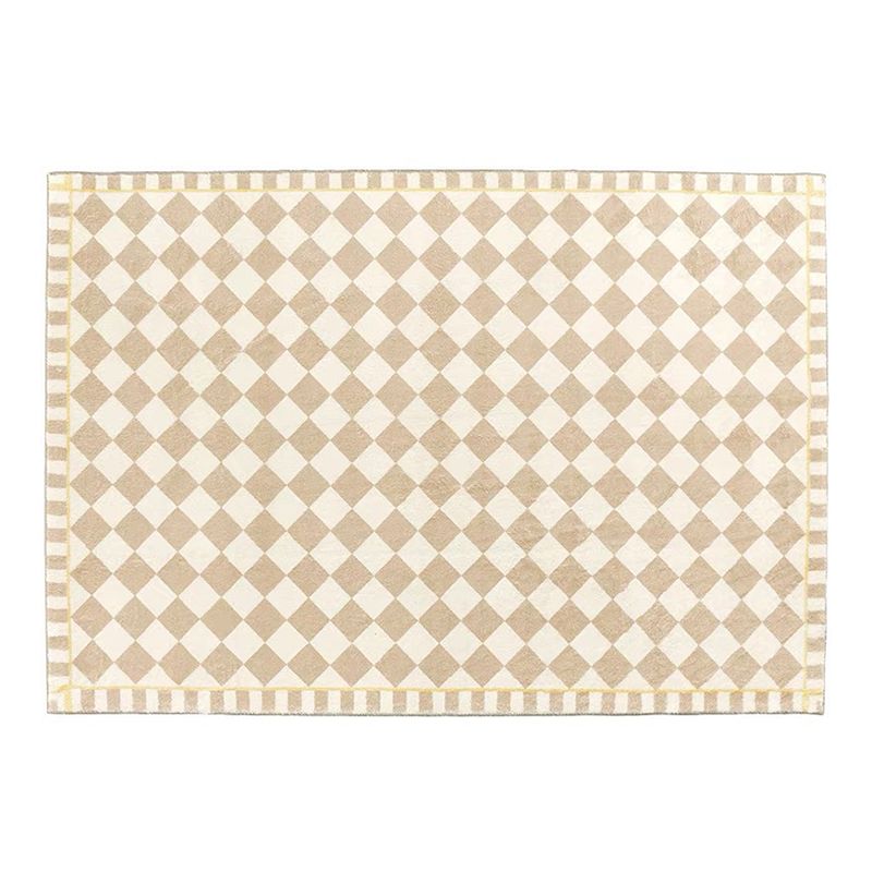 Geometric Pattern Living Room Beige Rug Carpet Polyester Washable Area Rug