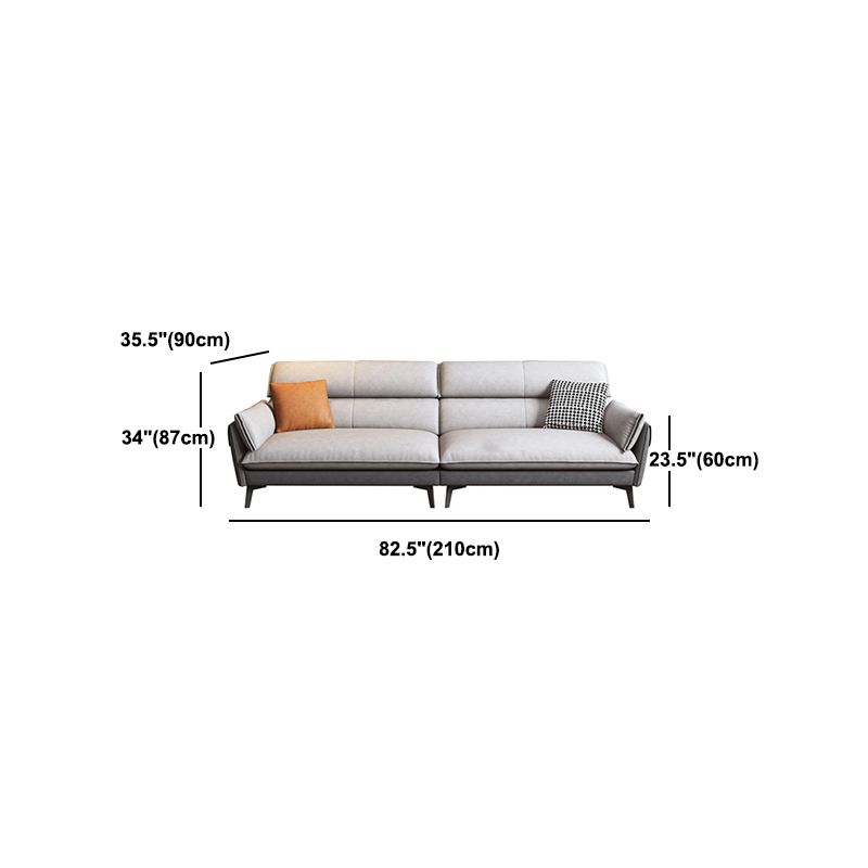 Contemporary Faux Leather Square Arm Sofa Sewn Pillow Back Sfa