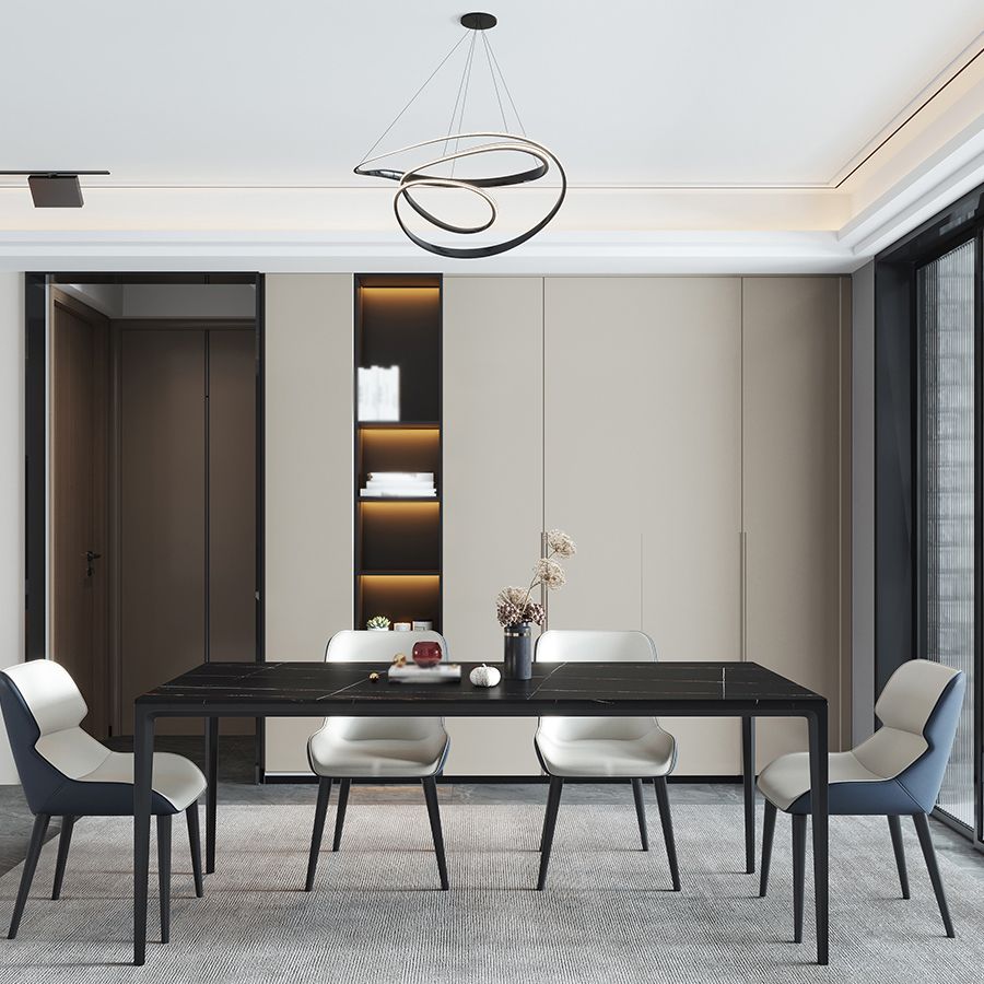 Mesa de comedor de piedra sinterizada Mesa de 4 patas de estilo industrial para comedor