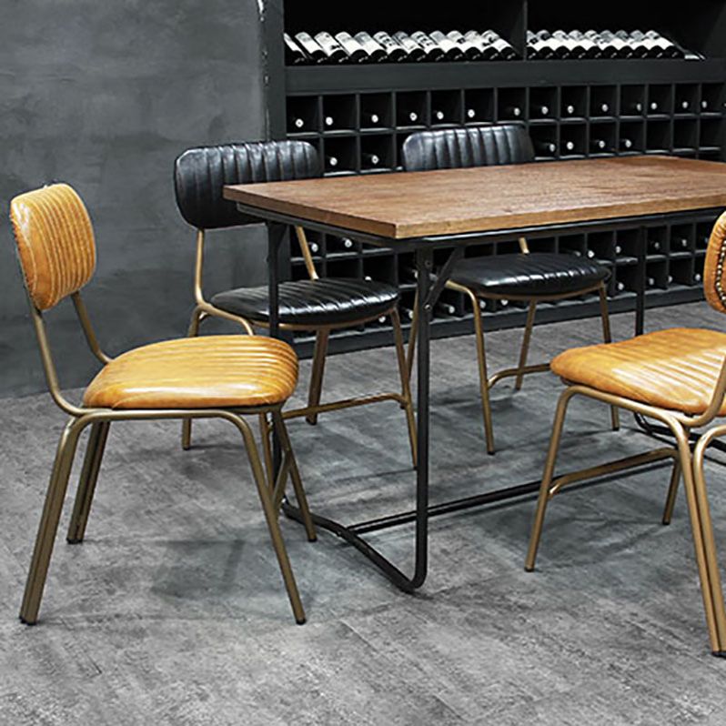 Sillas de comedor de metal industrial con respaldo abierto, sillas de comedor laterales sin brazos (juego de 2)