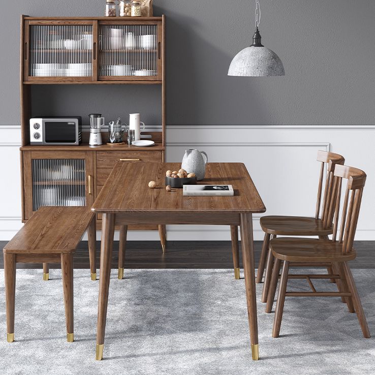 Traditional Luxury Rectangle Dining Table Ash Solid Wood Table with 4 Legs