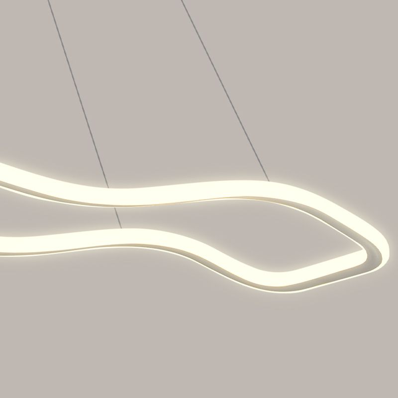 Metal Linear Island Lighting Modern Island Lighting 1 Light Pendant Lighting in White