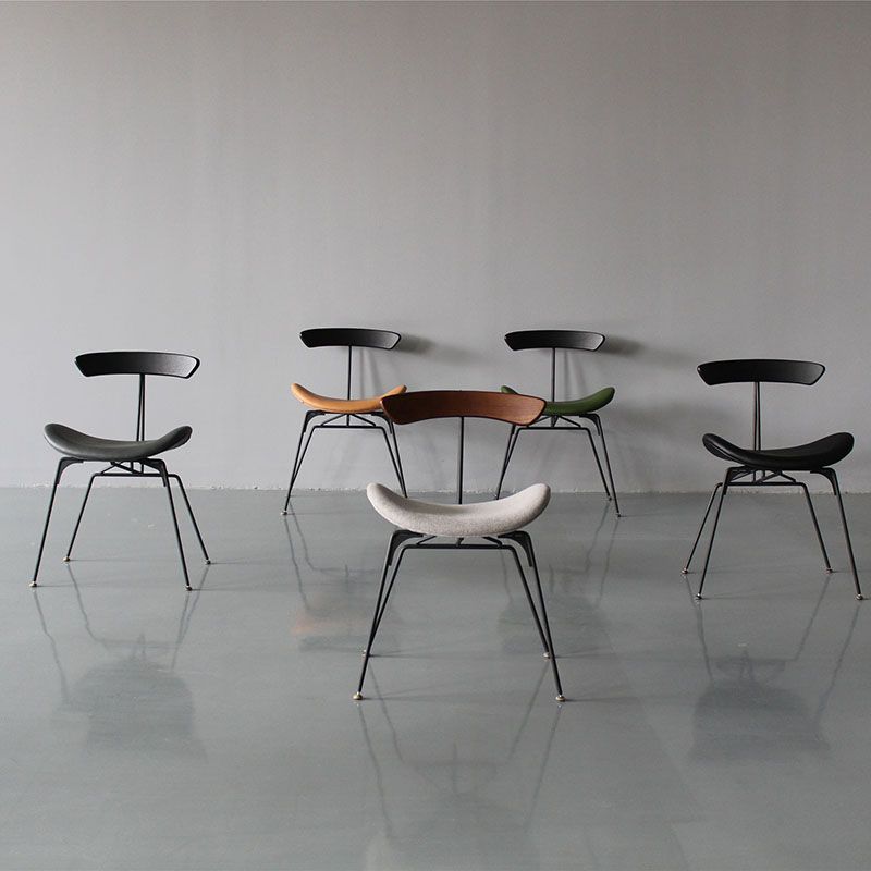 Silla lateral tapizada industrial para comedor, acabado mate, parte trasera abierta, silla de comedor