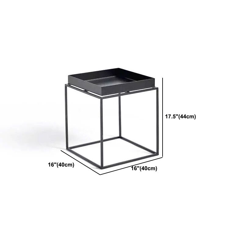 Iron Coffee Table Mid-Century Modern Frame Cocktail Table in Black