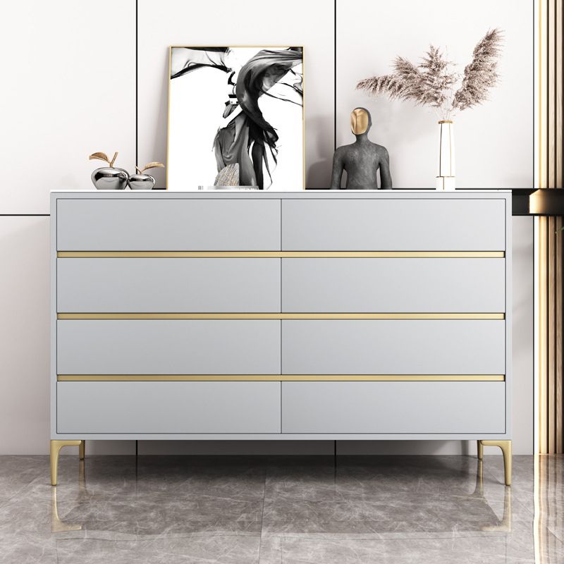 Glam Stone Storage Chest Bedroom Horizontal Chest with Drawers