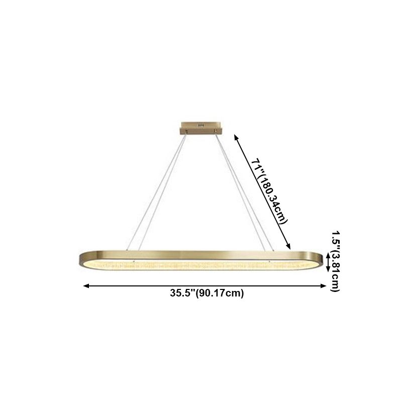 Modern Style Island Pendant Oval Shaped Metal 1 Light Island Light in Gold