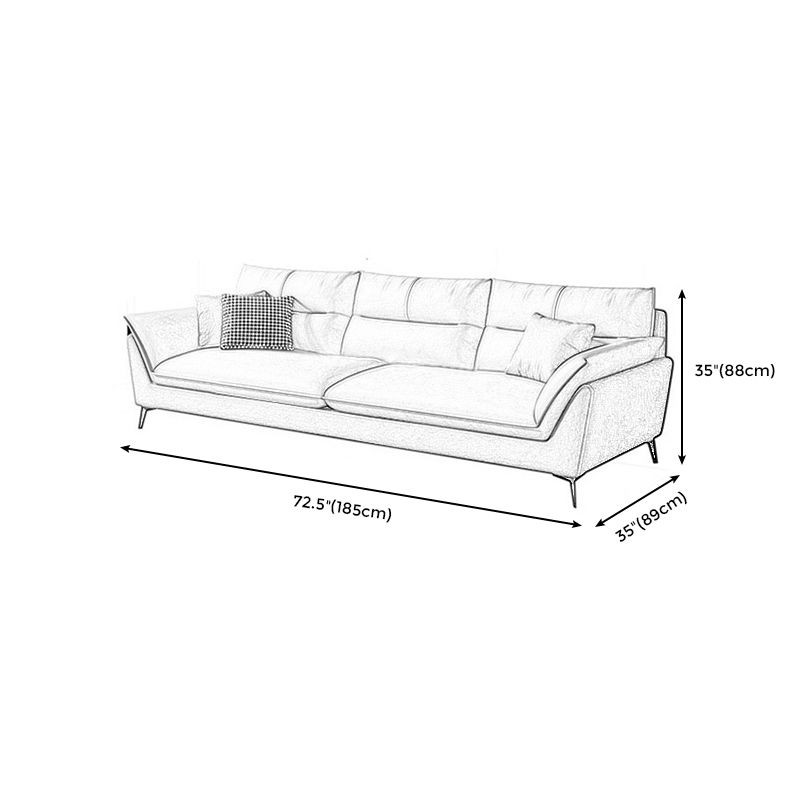 Cream Faux Leather High Back Pillow Top Arm Sofa/Sectional with Stain-Resistant