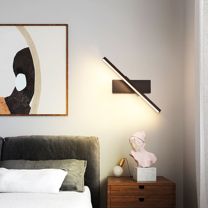 Lámpara de pared rotativa LED de silicona en moderna luz de pared lineal de aluminio de estilo creativo para dormitorio