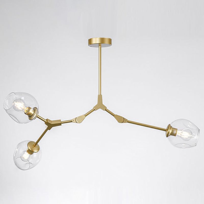 Apparecchi di illuminazione del lampadario ramificati Luce di sospensione in vetro moderno per soggiorno