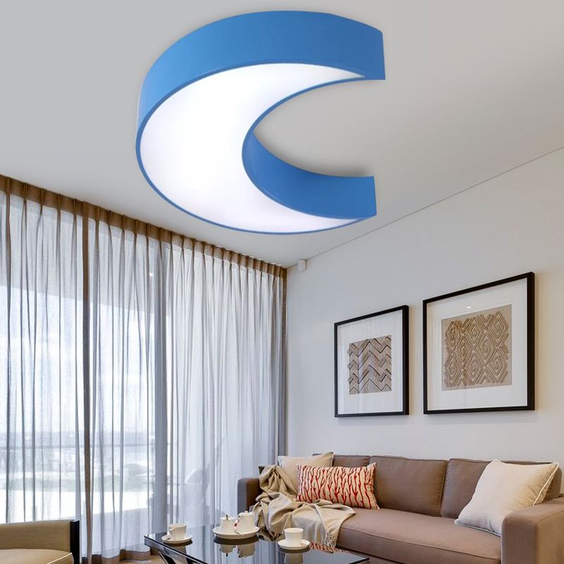 Cartoon Moon Ceiling Light Fixture Acrylic Flushmount Light for Nursing Room Kid Bedroom