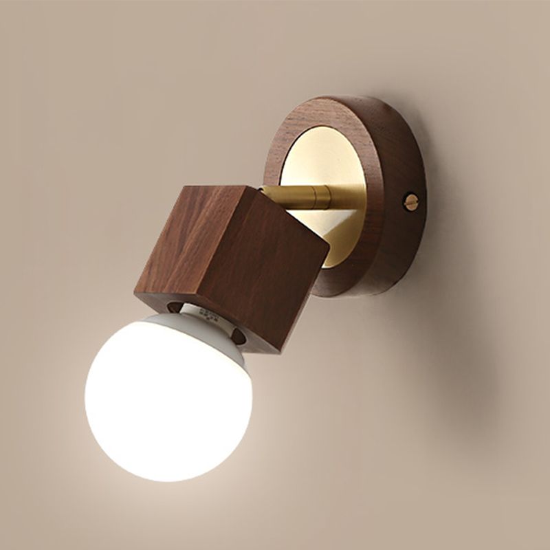 Nordic Style Wooden Wall Light Rectangle Shape Wall Lamp for Living Room