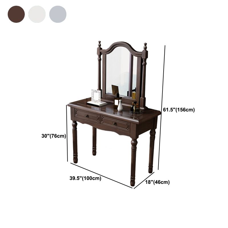 3-Piece Set Makeup Vanity Victorian Mirror and Stool Dressing Desk