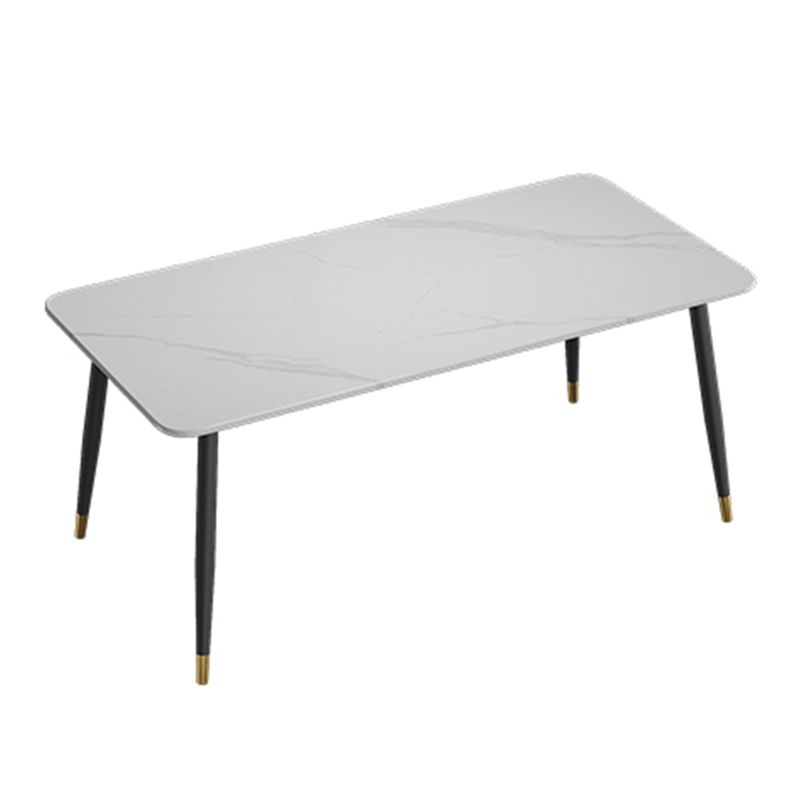 Modern 4 Legs Dining Table Stone and Steel Rectangle Counter Dining Table