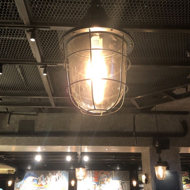 Luce a ciondolo in gabbia argento in stile steampunk metallo 1 lampada al soffitto per pub lampadina