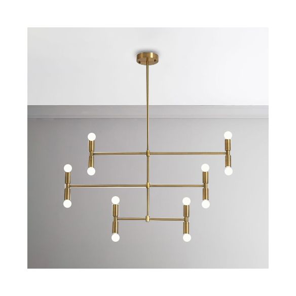 Kale bol kroonluchter lamp midden-eeuws metalen 12 lichten zwart/gouden hanglamp met horizontale staaf