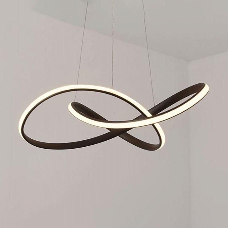 Modern Metal Chandelier Light Fixtures Spiral 1-Light Suspension Pendant Lamps