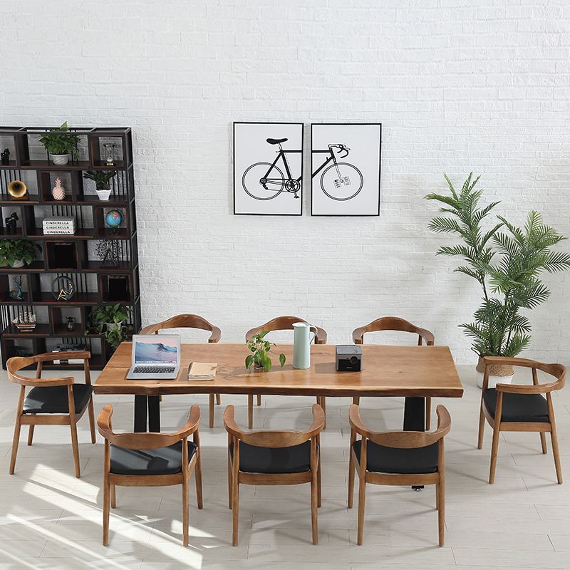 Forme rectangle 4 jambes table à manger industrielle Couleur en bois Tableau fixe de bois massif