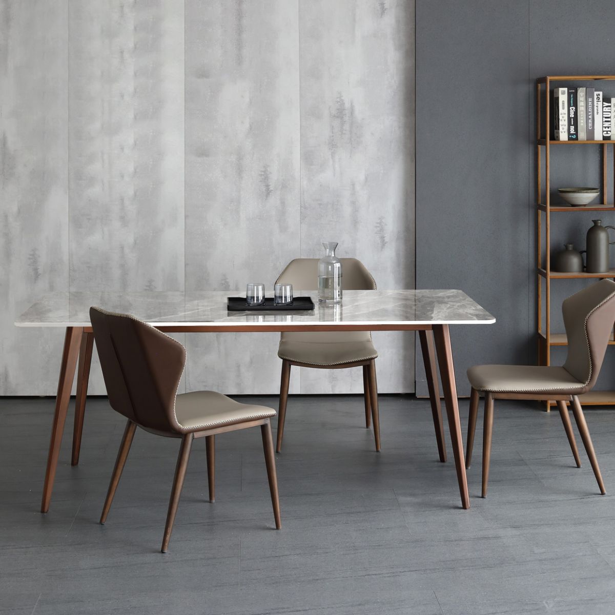 Mid-Century Modern Sintered Stone Table 4 Legs Rectangle Table for Home