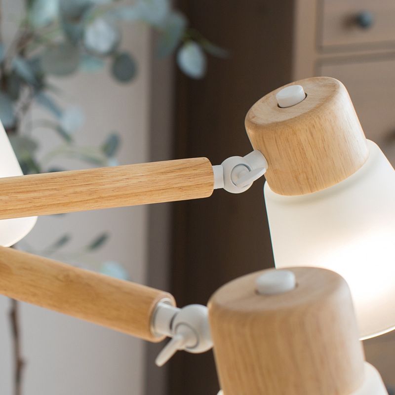 3/6/8-Light Modernism Beige Flush Mount Lighting Shaded Wooden Ceiling Light