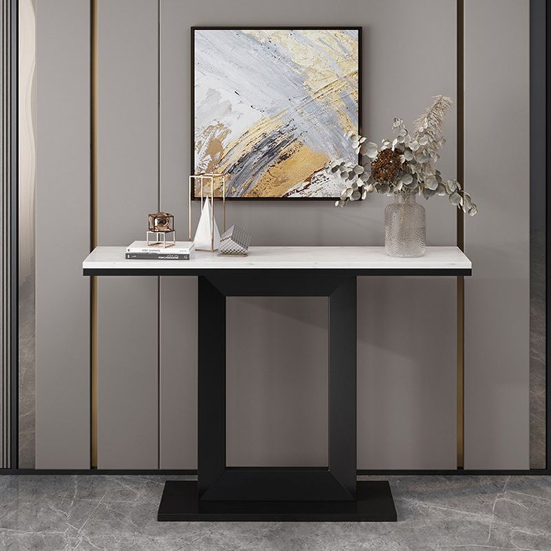 Marble Top Accent Table with Pedestal Base for Hall 31.5" High Console Table