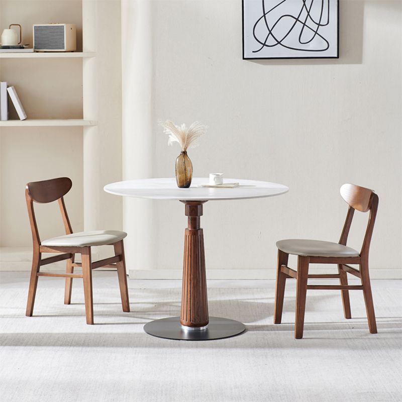 Modern Stone Dining Set with Wooden Frame 1/2/3 Pcs Round Dining Table Set