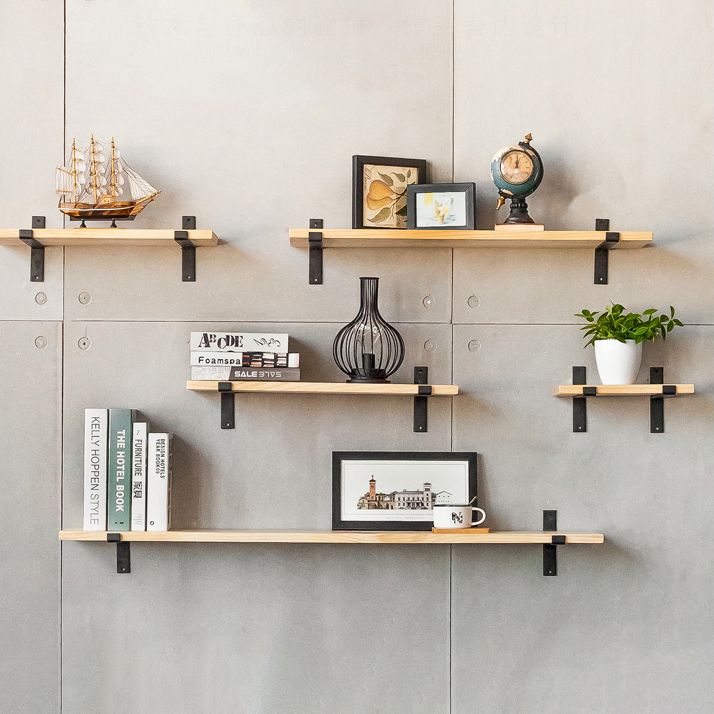 Contemporary Floating Bookshelf Wooden Natural Closed Back Bookcase