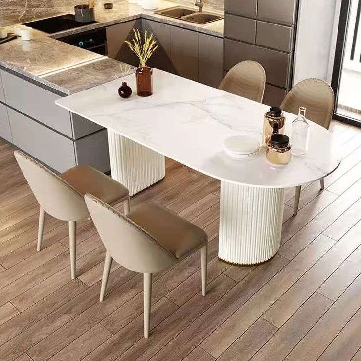 Mesa de comedor de piedra sinterizada de forma glamorosa Mesa de comedor estándar para la cocina