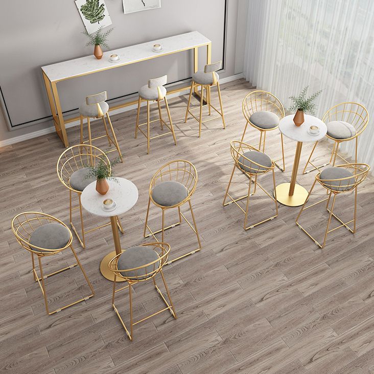 42-inch Height Cocktail Bar Table Glam Style Stone Top Bar Table for Living Room