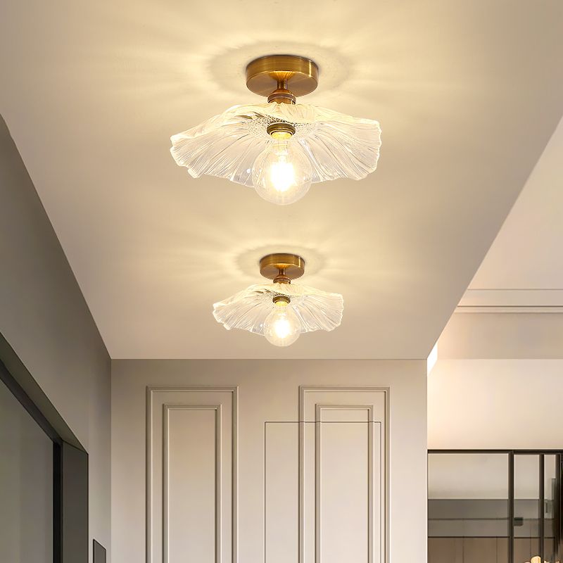 Glass Shaded Ceiling Mounted Fixture Minimalist Style Clear Ceiling Mount Light Fixture