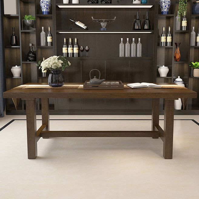 Industrial Dinette Table Rectangle Solid Wood Dinner Table in Brown