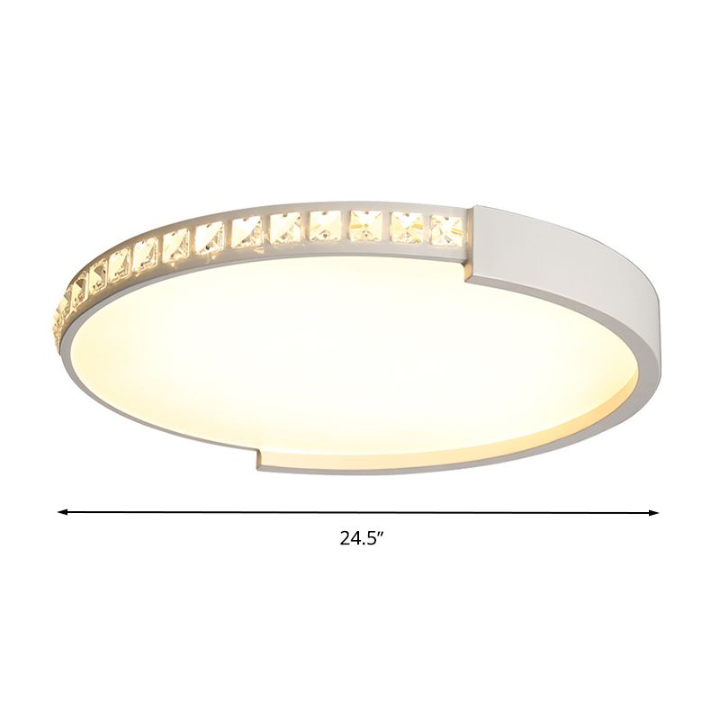 16.5"/20.5"/24.5" Dia Round Crystal Ceiling Lamp Simple White LED Flush Mount in Warm/White Light