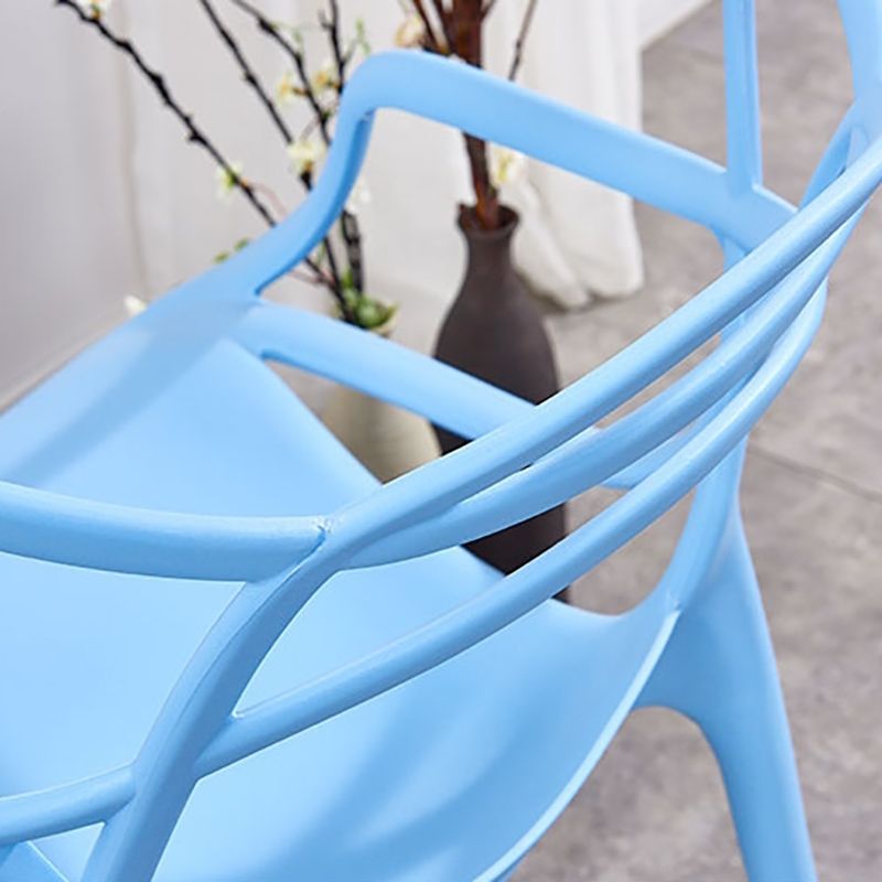 Contemporary Style Armless Chair Plastic Open Back Side Chair for Dining Room