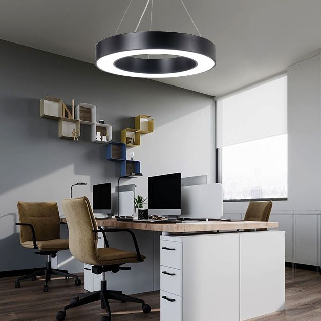 Lampada rotonda Black Lampada rotonda LED Minimalist LED Impiccamento per l'ufficio