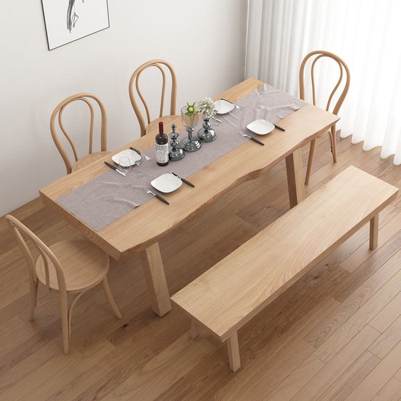 Modern Style Rectangle Dining Table Wood Table with Wood Legs for Home