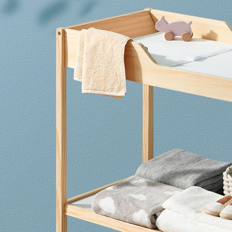 Wooden Baby Changing Table Flat Top Changing Table with Safety Rails