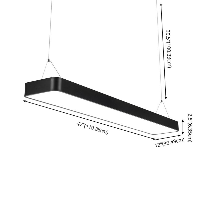 Contemporary Simple Style Hanging Lamp Rectangle Shaped LED Pendant Lights for Office