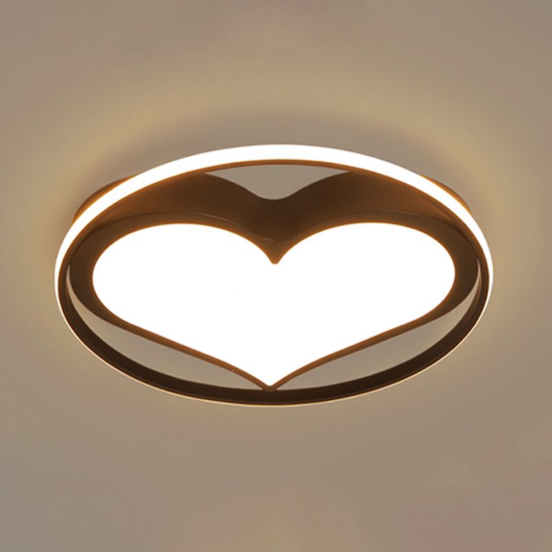 Modern Circular Ceiling Lamp with Loving Heart Acrylic Metal Flush Ceiling Light for Living Room