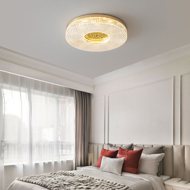 Modern Circular LED Flush Mount Lighting Golden / Black Ceiling Light for Bedroom