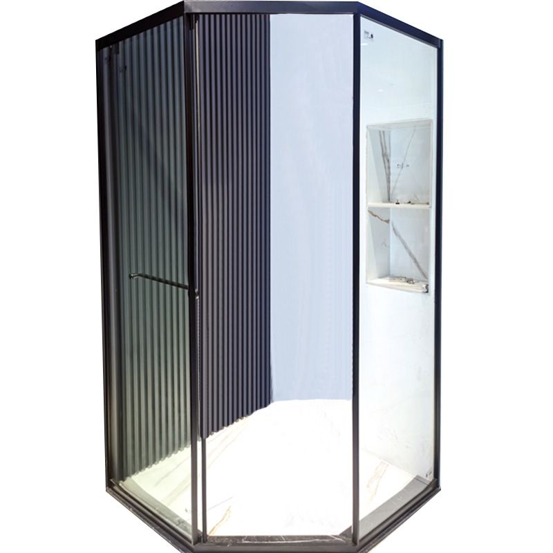 Single Sliding Shower Bath Door Transparent Shower Doors in Black